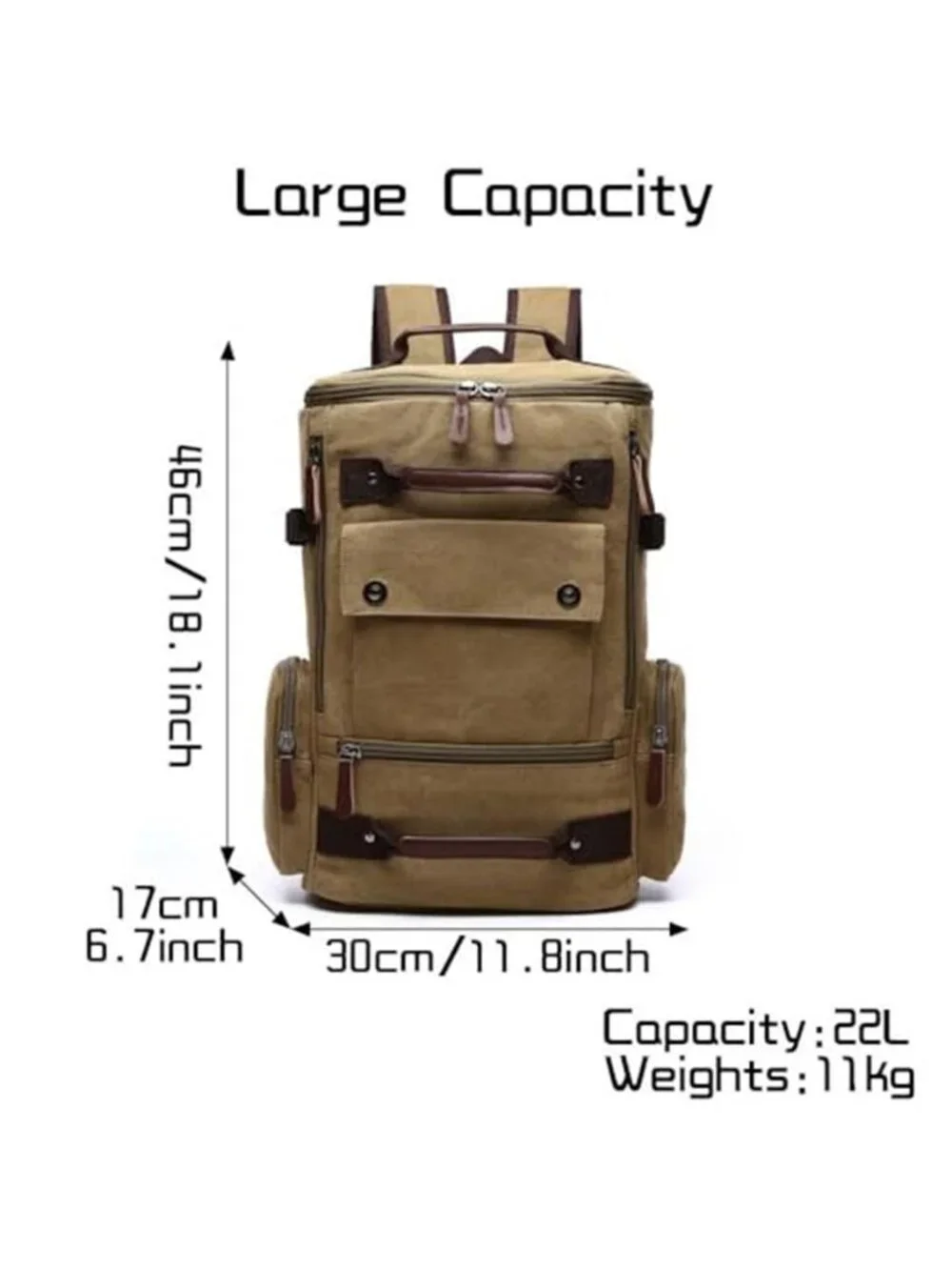 Men's Vintage Canvas Backpack Casual Travel Rucksack 15.6inch Laptop